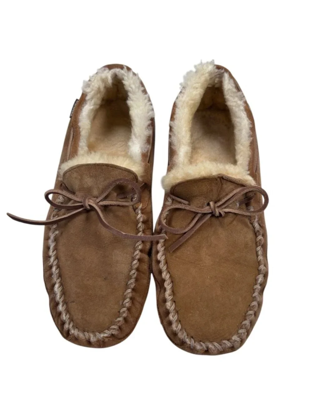 L.L. Bean Sherpa Lined Moccasin 11 Men Tan Suede Leather